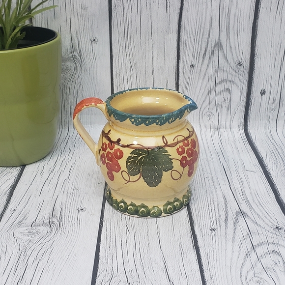 ITALICA ARS Hand Painted Pottery Small Creamer Pitcher Leaves Made in ITALY 4” - Picture 4 of 7